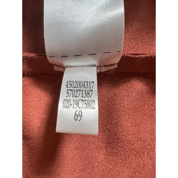 Chico's (2) Size 12 Large Moto Jacket Faux Suede Rust Fawn Brown Gold-Tone Zip - Picture 11 of 12